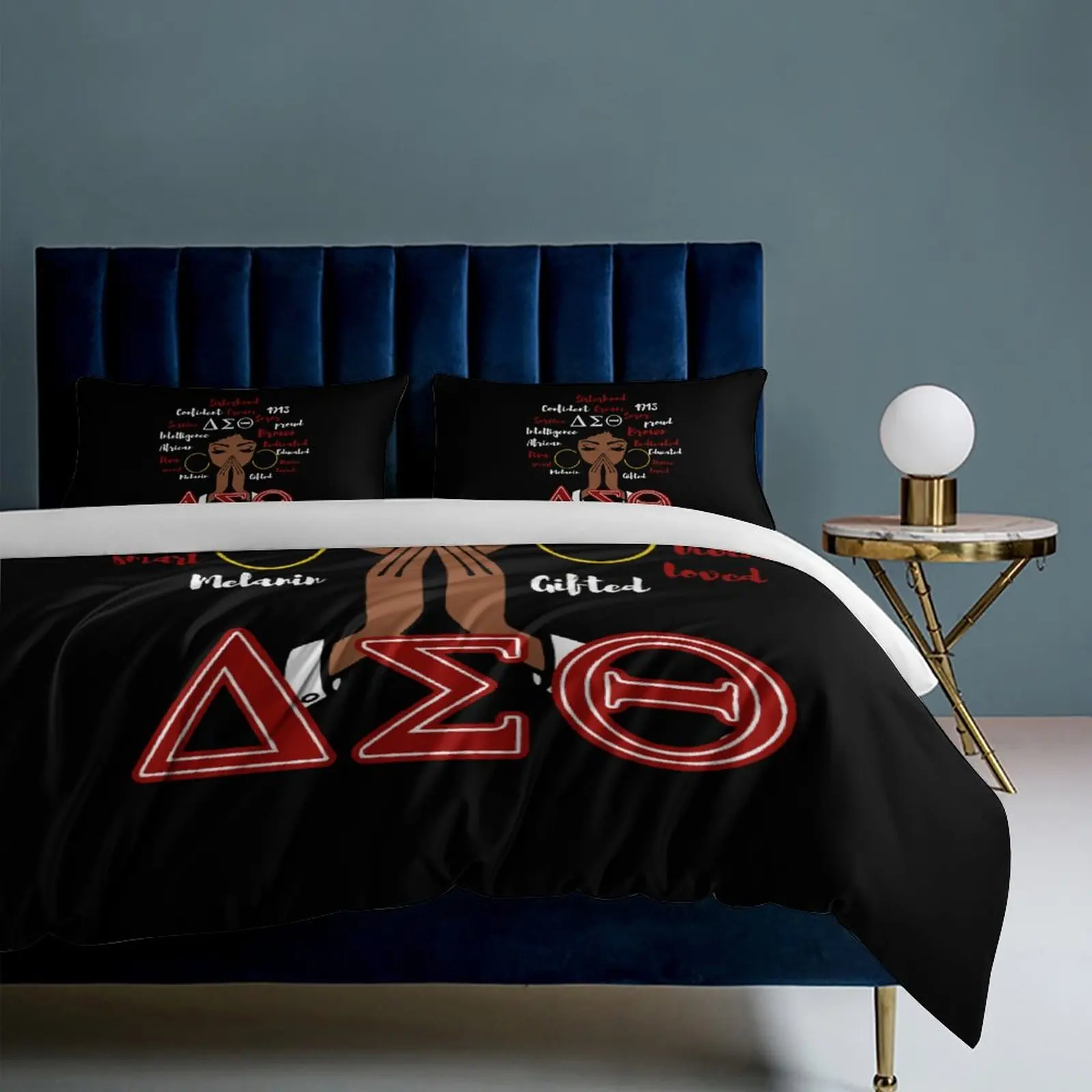 Delta Sorority Sigma Theta DST Bedding Set Boys Girls Twin Queen Size Duvet Cover Pillowcase Bed Kids Adult Home Textileextile