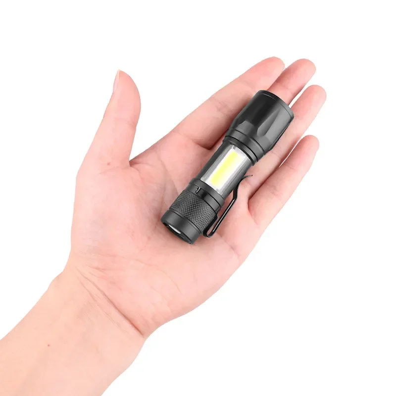 Compact USB Rechargeable Mini LED Flashlight - Portable Zoomable Light with Pen Clip for Camping and Tactical Use