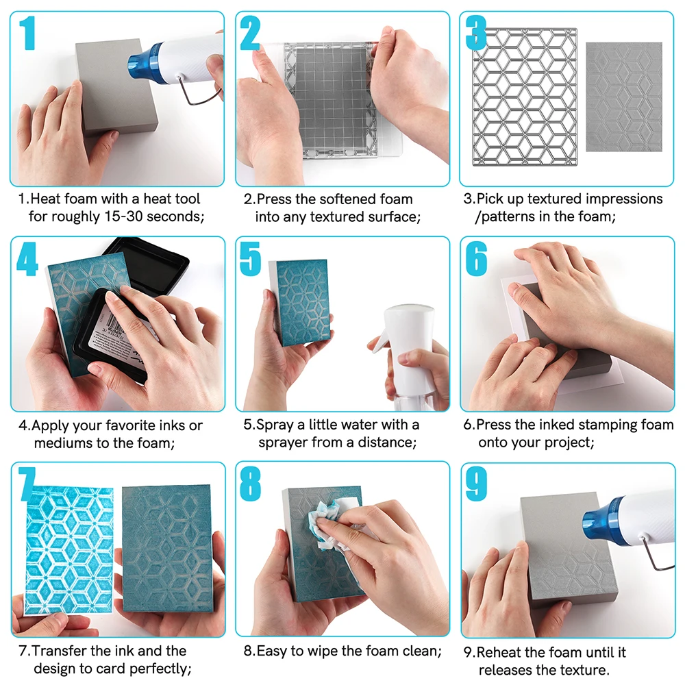 Reusable Stamping Foam To Create Reverse Stamped Background Blending