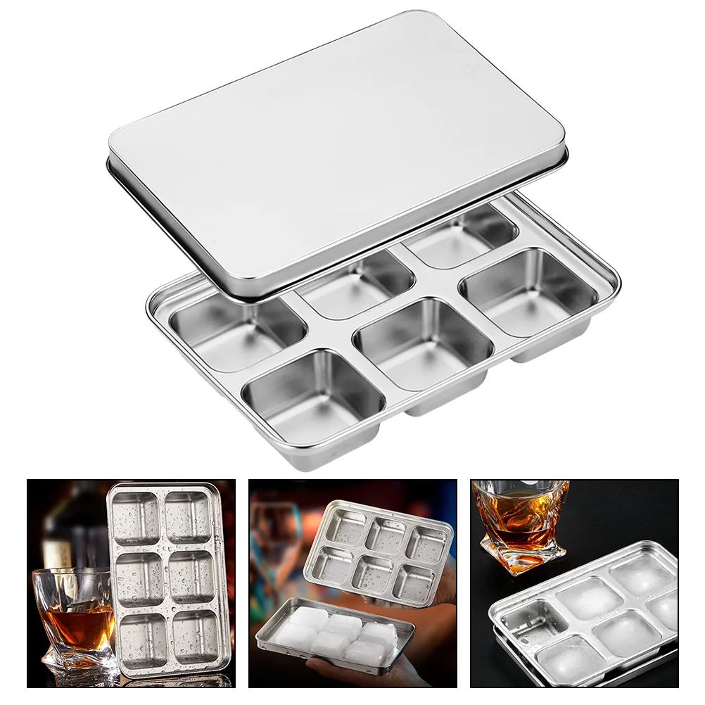

Stainless Steel Mold 6 Slot Cube Tray Quick Freezer Tray Easy Release Maker Flexible Molds with Lid Kitchen Accessories