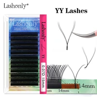 Lashonly New YY Shape Eyelashes Extension Two Tips Faux Mink Hand Woven Premium Soft Light Natural Mesh Net Cross Lash 1