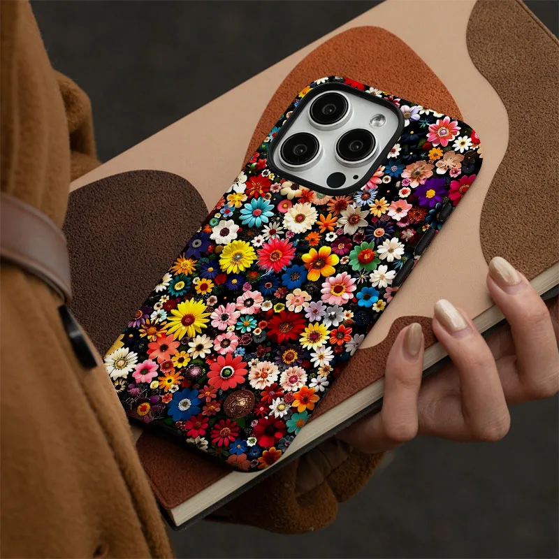 Colorful Floral Case with 2-in-1 Film Shell
