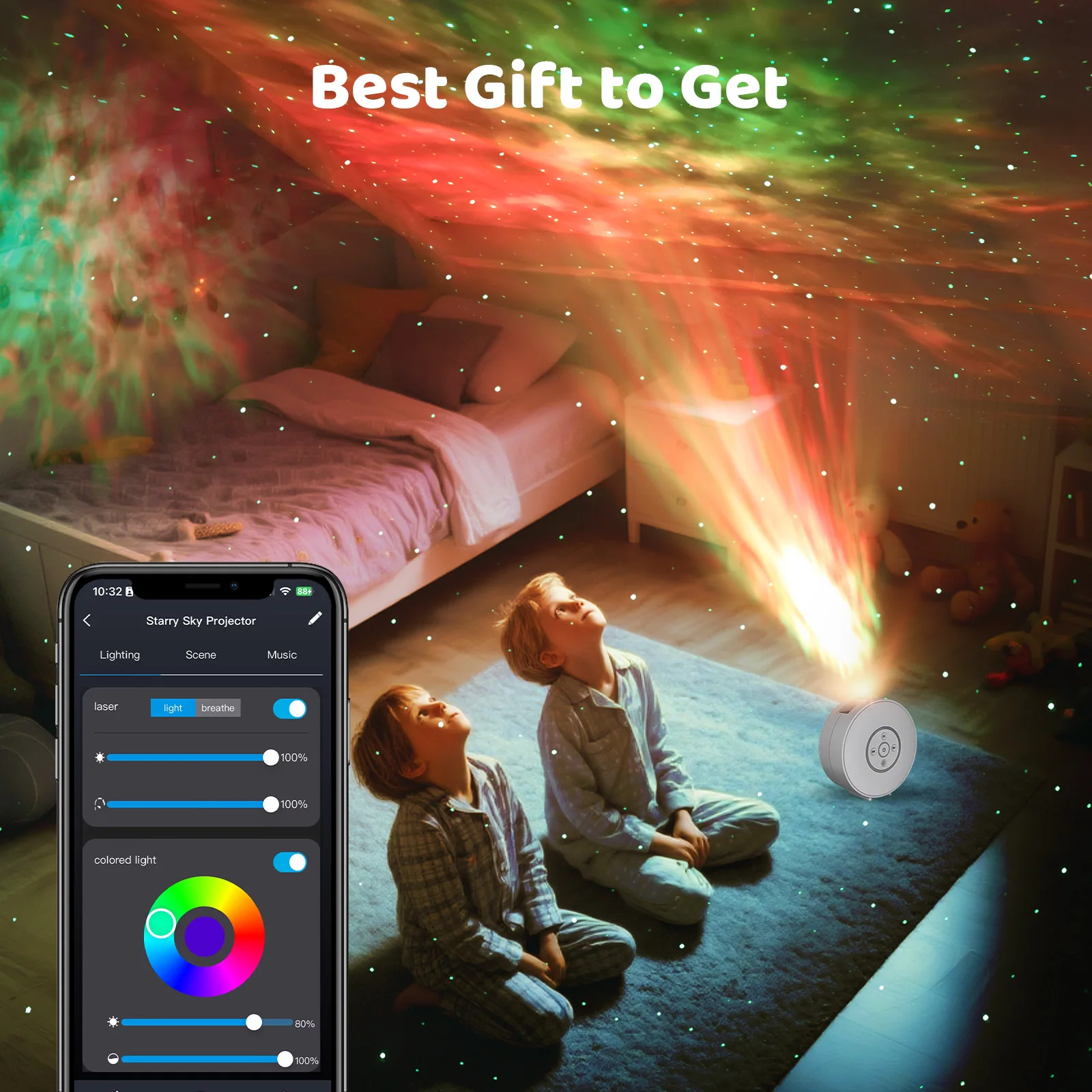 New Tuya WiFi HD Smart Galaxy Star Projector - Voice Control Via Alexa, White No