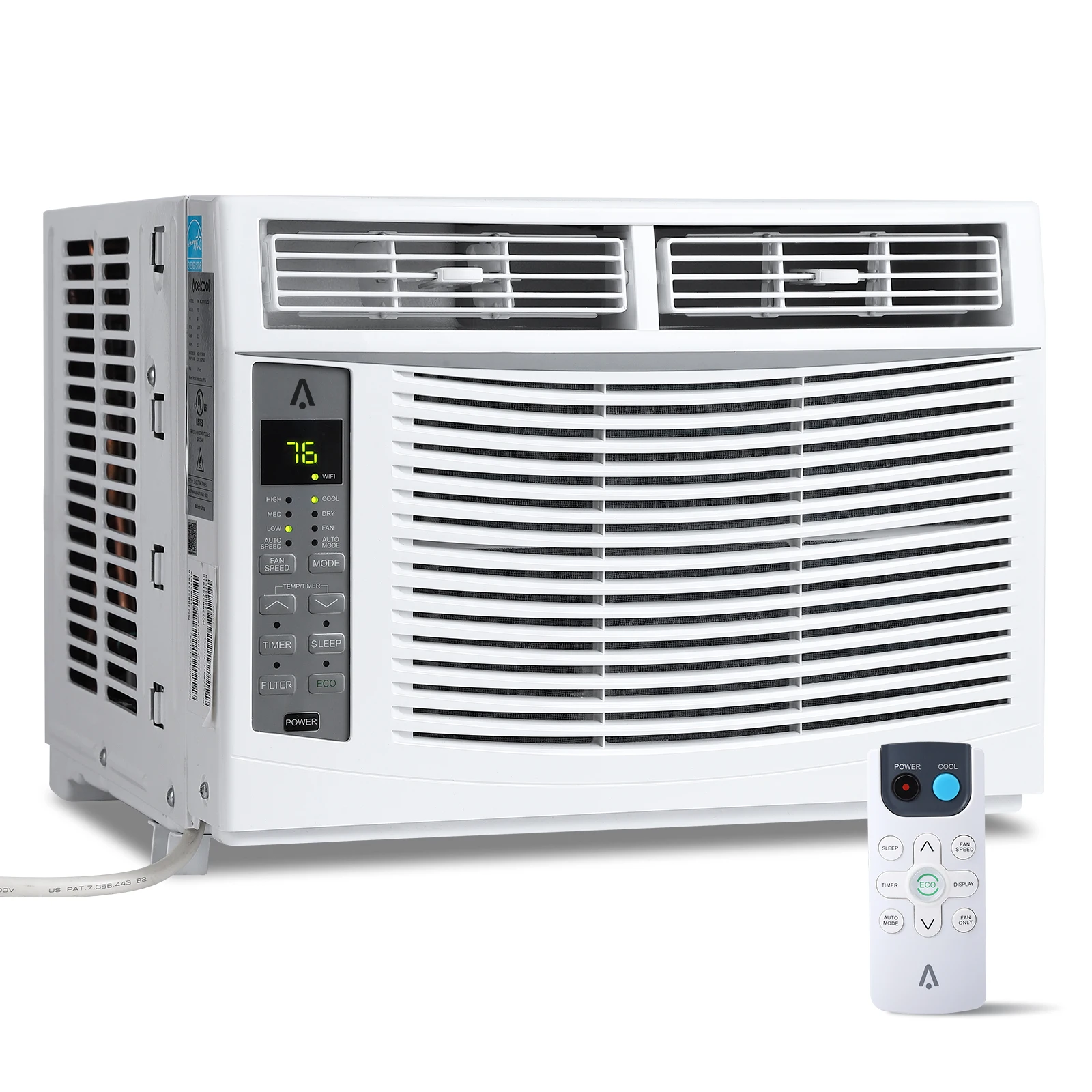 Acekool Window Air Conditioner 6000 BTU, Cools Up to 250 Square Feet, Window AC Unit with Remote Control, 3 Cooling Speeds