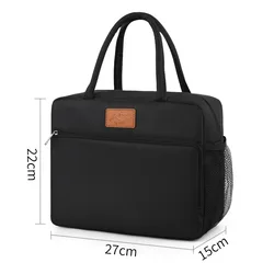 Stylish Insulated Lunch Tote - Reusable, Leakproof Design with Ample Storage Capacity (Black)
