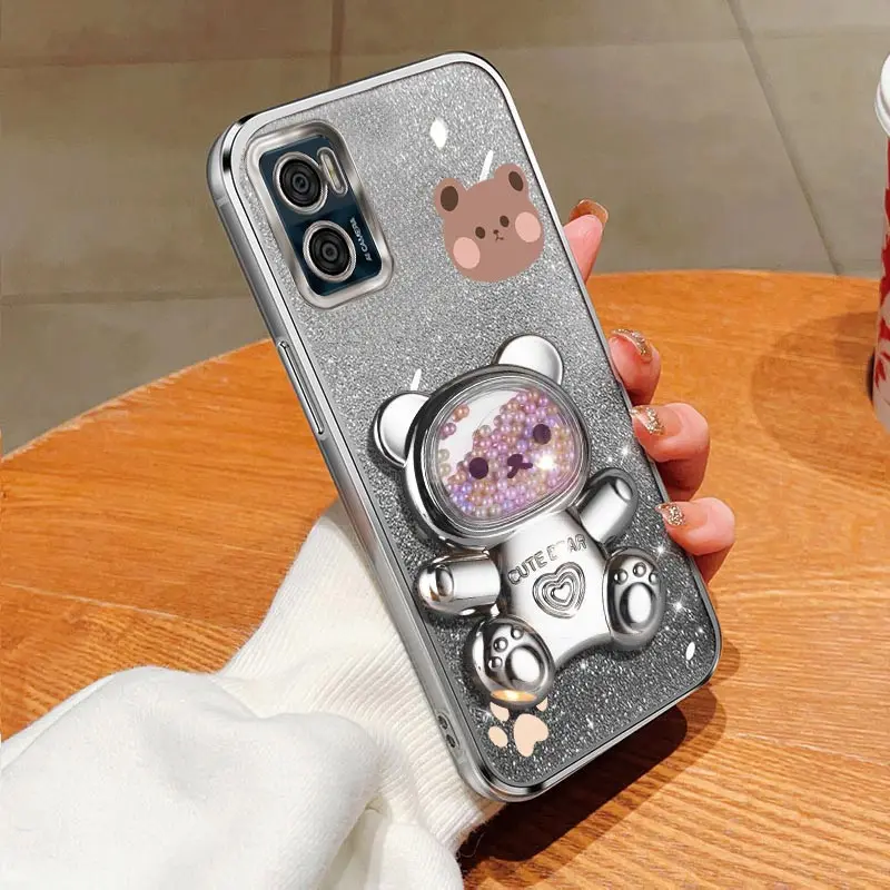 Glitter Bling Bear Phone Holder Case with Stand