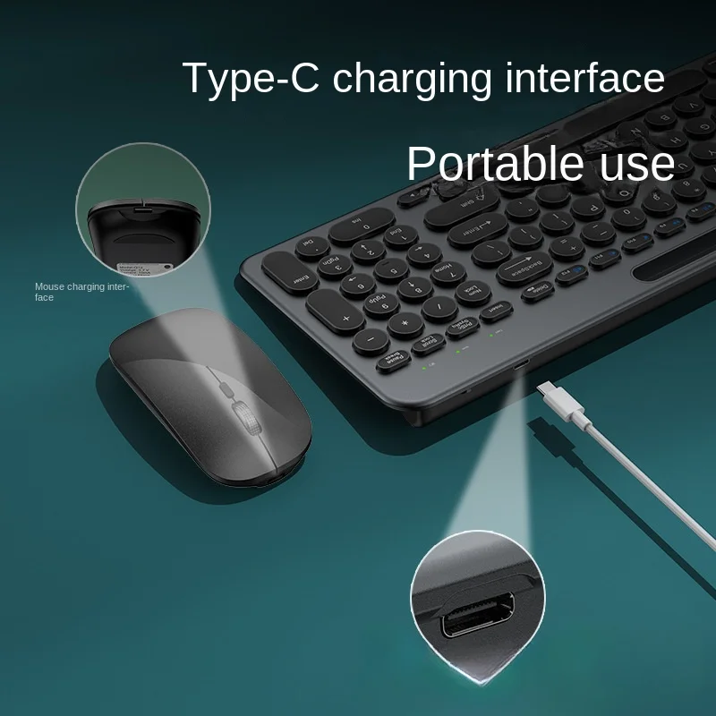 709 Dual-Mode Wireless Keyboard & Mouse Set Type-C Charging, Scissor Switch Design, Compatible with PC/Laptop/Tablet