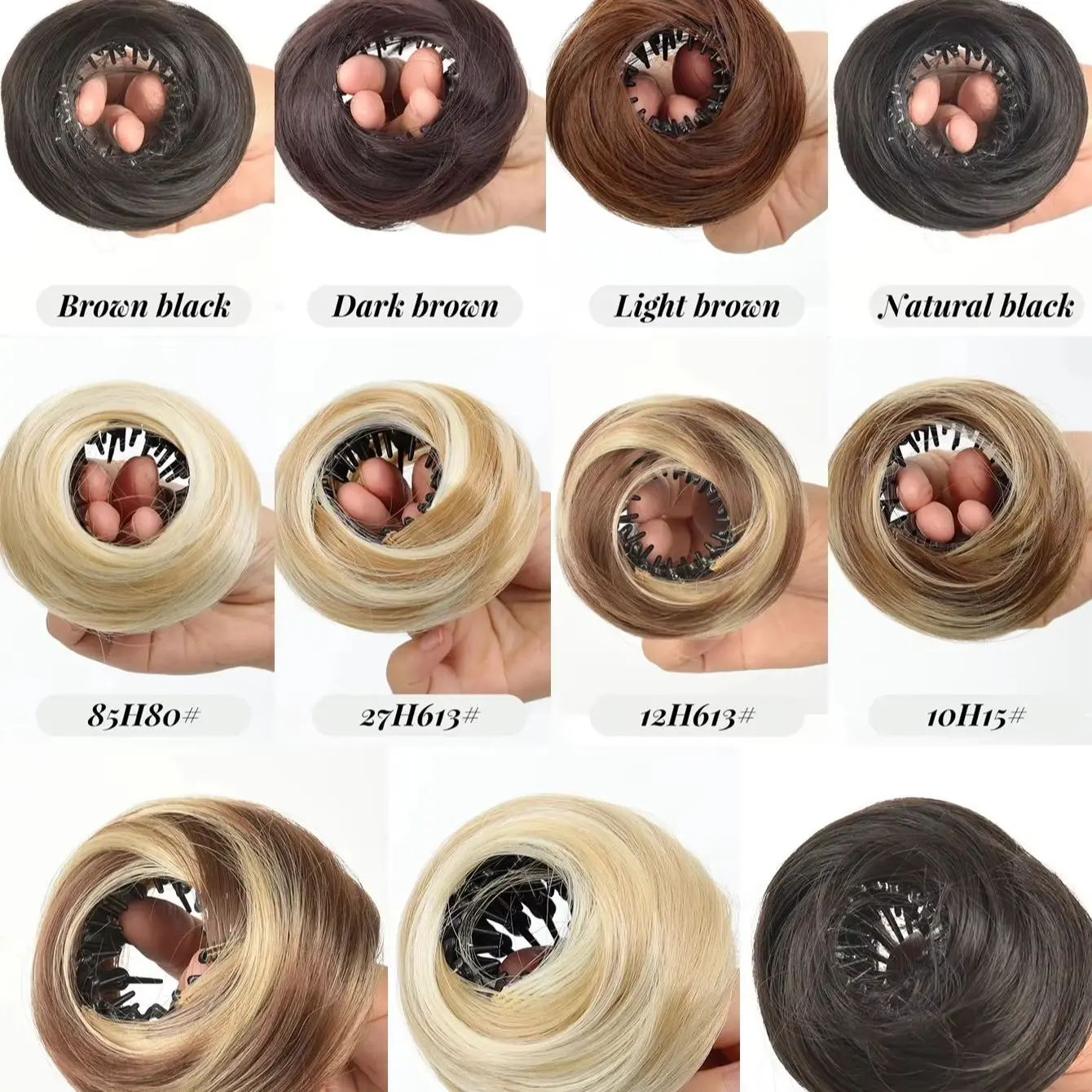 Fermaglio per capelli sintetico a forma di mini cioccolletta per chignon disordinato, donut, capelli ricci, a nido d'uccello, retrattile, per donne e ragazze