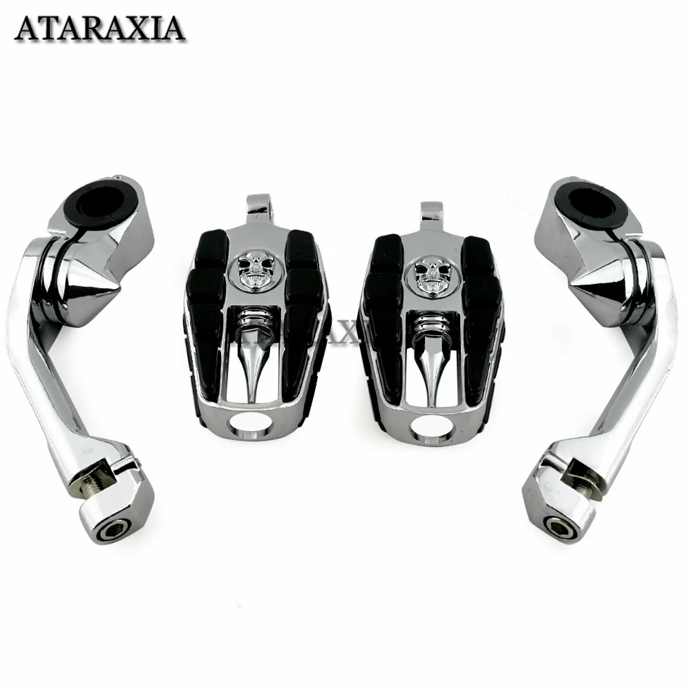 32mm Highway Pegs Adjustable Motorcycle Footpegs Engine Guard Crash Bar Footrest Mount For Harley Sportster XL Dyna Softail