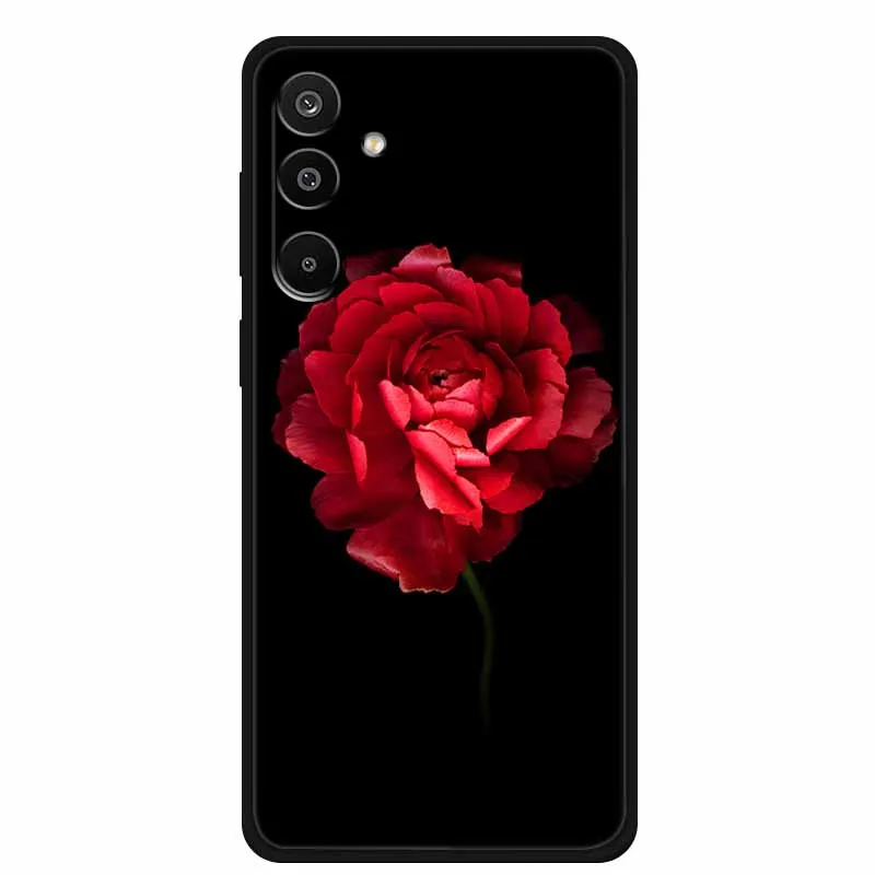 Floral Printed Silicone Phone Case - Black TPU Cover