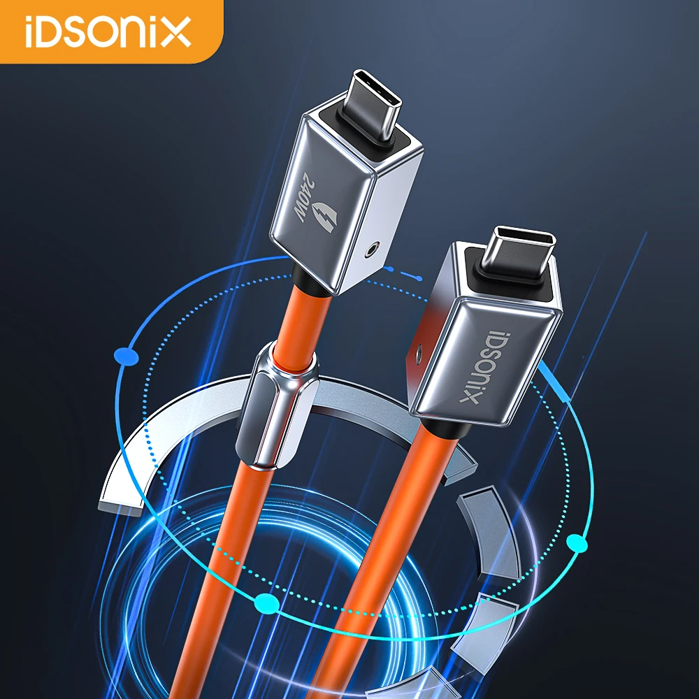 iDsonix 240W Type C Cable 48V 5A USB Fast Charging Cable 4K@60HZ Audio Adapter Line 20Gbps USB 3.2 Data Cable for Samsung Xiaomi