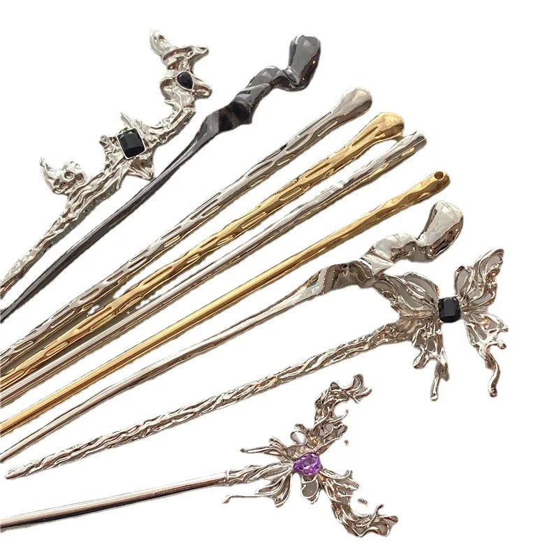 Hair Accessory Fashion Butterfly Hair Sticks Women Metal Hair Clip Pins Minimalist Irregualr Girls Hairpins Bun Maker Headwear