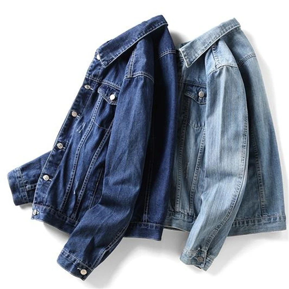 

High Quality Bomber Denim Outerwear Mens Ripped Holes Lt Blue Jean Jackets New 2024 Autumn Spring Garment Washed Mens Denim Coat