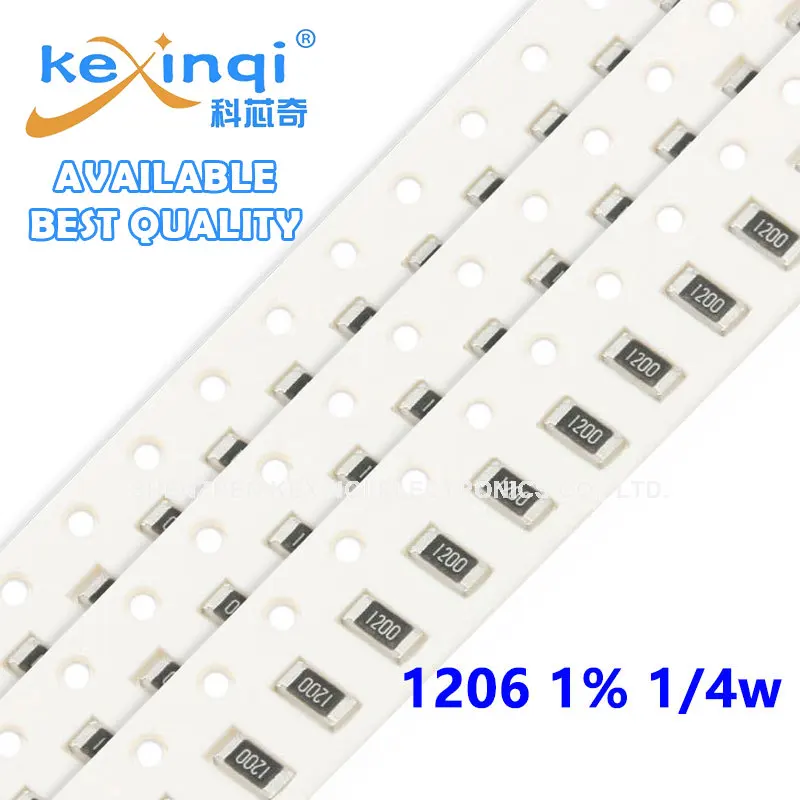 

100pcs 1206 SMD Resistor 1% 1/4W 0.01R~20M 0.01 0.3 0.47 0.91 1.5 5.1 9.1 10 30 56 68 100 820R 1.2K 5.1K 75K 910K 3.3M 10M 20M