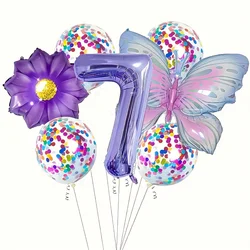 Purple Butterfly Theme Helium Balloons Decoration Set - 7PCS for Birthday, Wedding, Baby Shower & Gifts (7)
