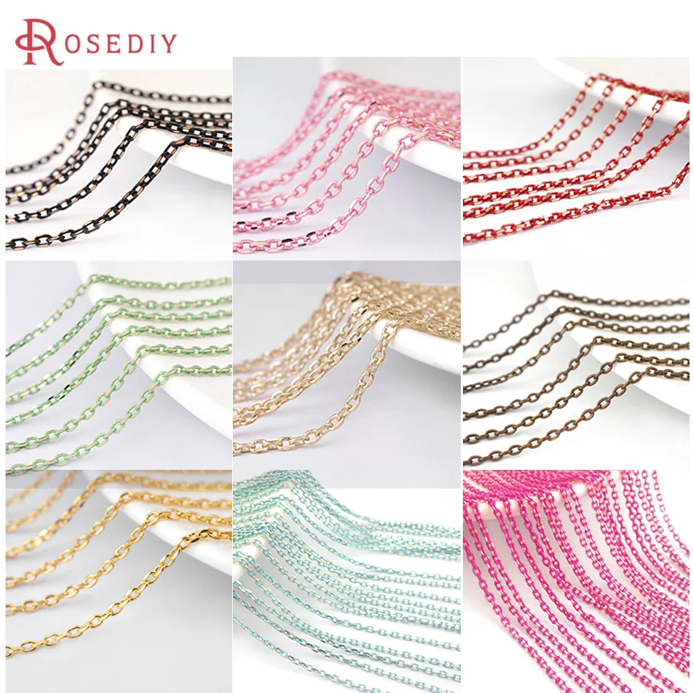 Colorful Copper O Shape Necklace Chain - 5 Meters, 1.5MM