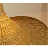 MoModern Chinese Style Bamboo Chandelier Tea Room Rattan Hand-woven Lamps Creative Straw Hat Chandelier Woven Bamboo Lamp 4