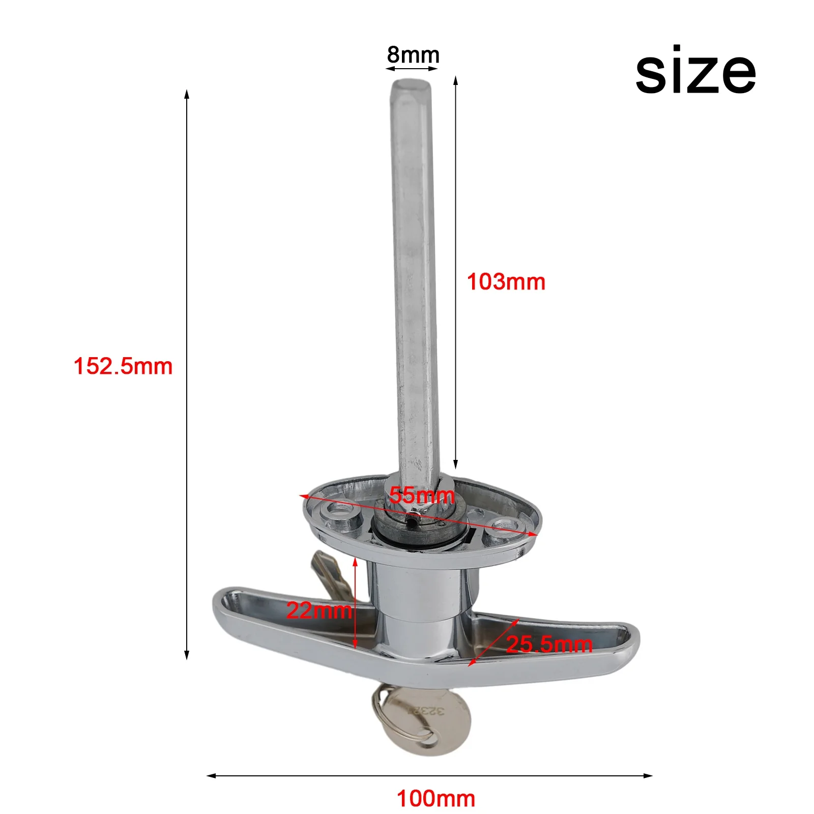 T Handle Lock Garage Door Lock Rustproof T-type Design Waterproof For Chassis Cabinet Door For Trailer RV Door Hardware