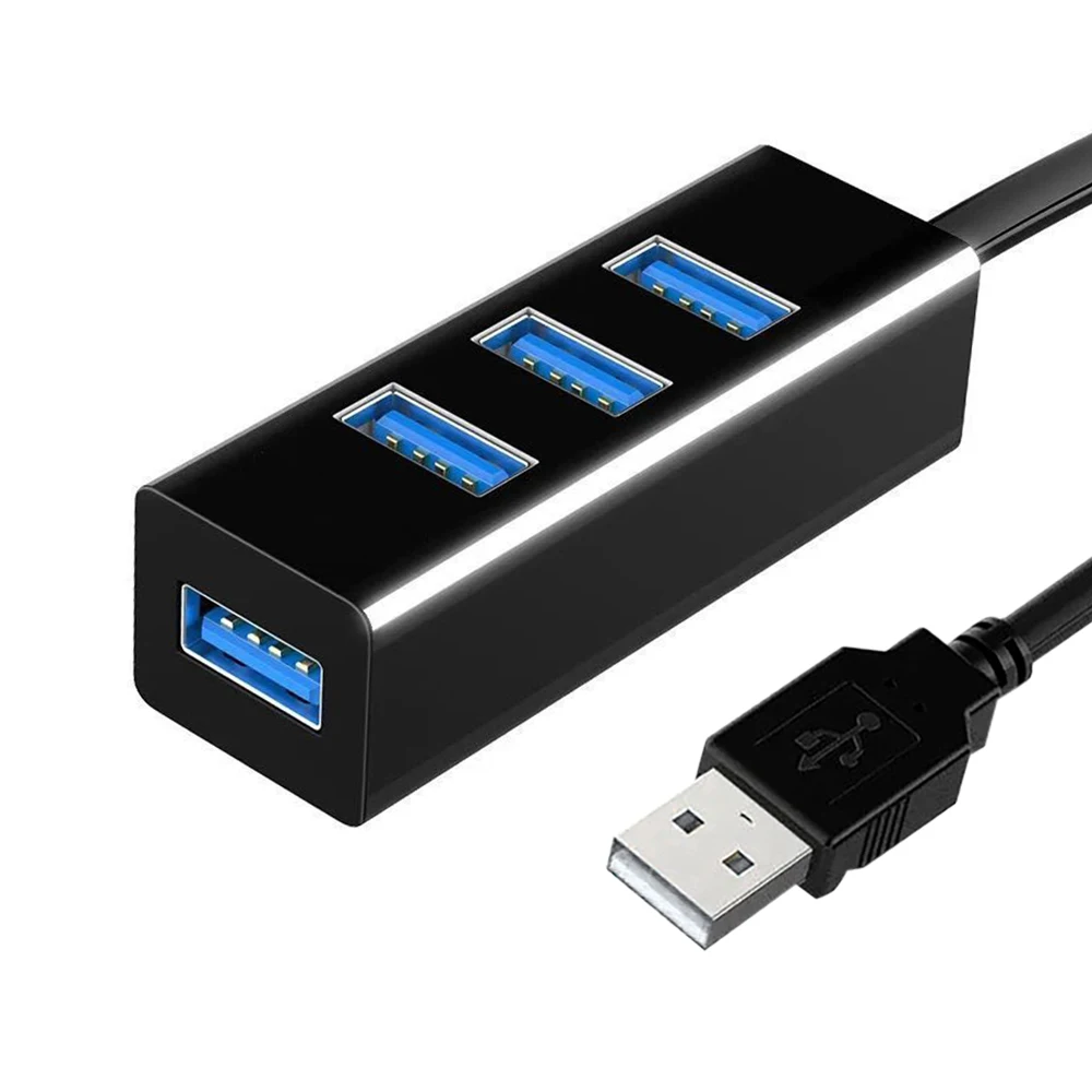 Compact 4-Port USB 2.0 Hub with Power Adapter