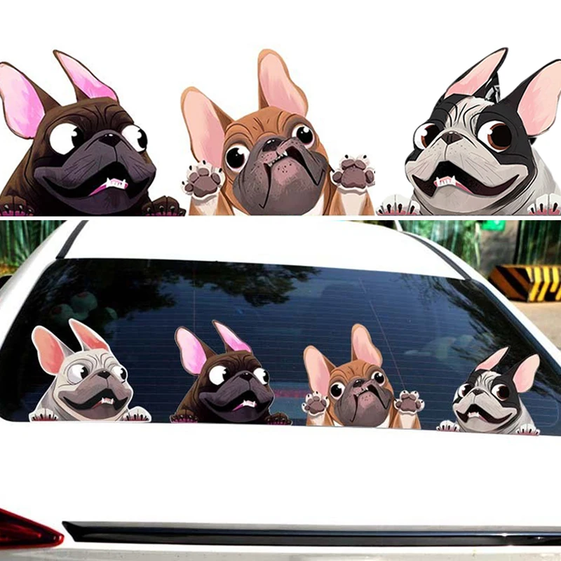 Adesivi Bulldog Francese In Vinile - 4 Pezzi Decorativi Per Auto E Laptop