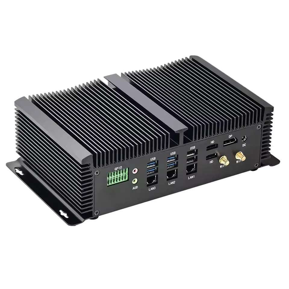 Solid Firewall NAS Industrial Computer Intel i7 1355U i5 1335U 3xi226-V 2.5G 2xDDR5 2xPCIe4.0 1xSATA 8xCOM GPIO Fanless Mini PC 4