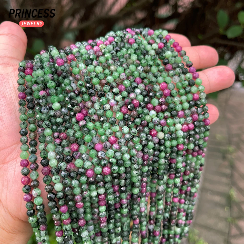 A++ Natural Ruby Zoisite Epidote 4.2mm Faceted Beads for Jewelry Making Bracelet Necklace Charms Beads DIY Accessories Wholesale 5