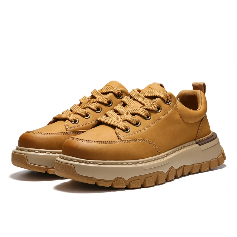 

Genuine Leather Fashion Versatile Height Increase Shoes for Men Thick Soles Trendy Elevated Shoes Casual Sports Board Shoes Male