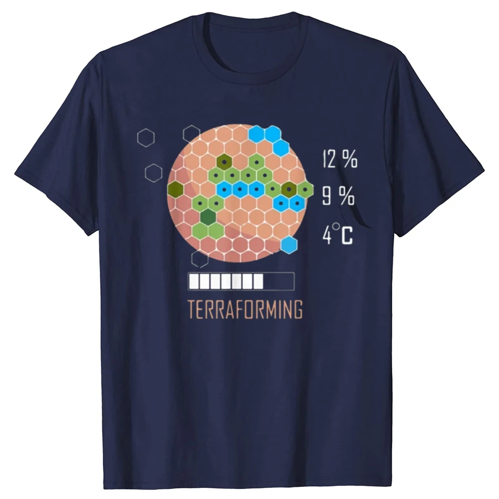 Retro Mars Terraforming Graphic Tee - Men's Streetwear Cotton Top