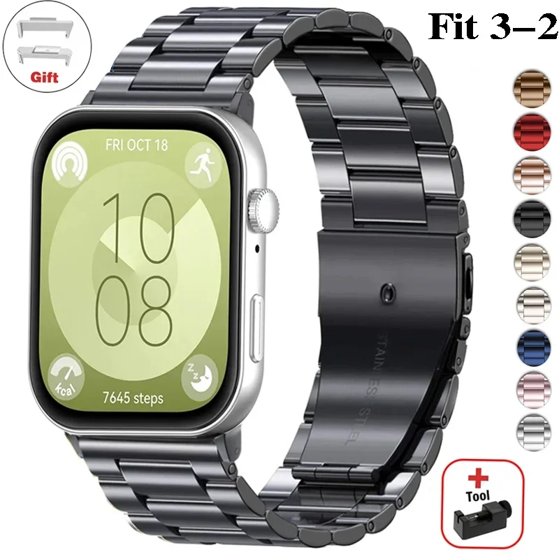 

Новинка 2024, ремешок для часов Huawei Watch Fit 3 2, ремешок для умных часов, браслет из нержавеющей стали, металлический браслет Correa Huawei Fit3/2