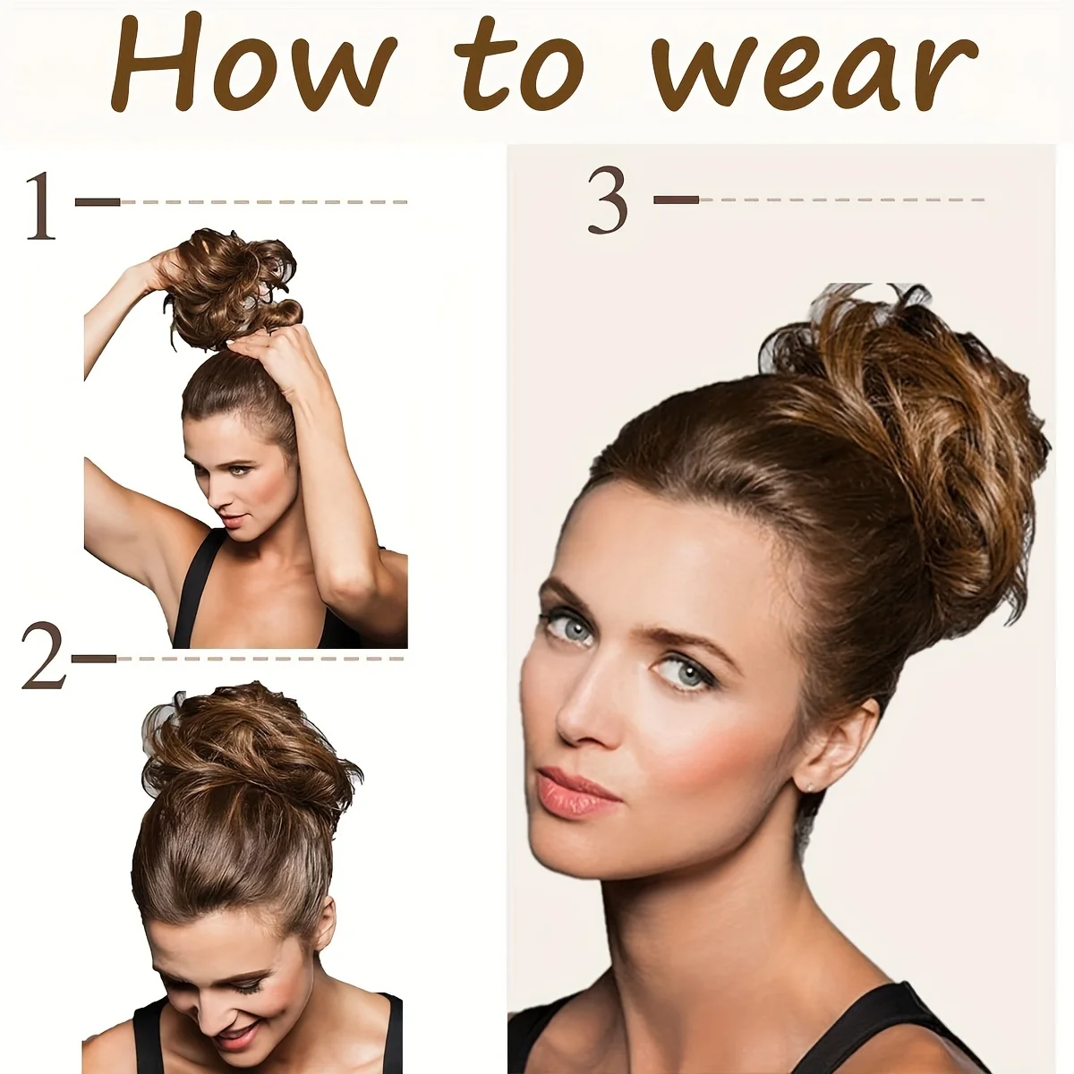 viramofa Messy Hair Bun Hair Scrunchies Extension Curly Wavy Messy Synthetic Chignon for Women Updo Hairpiece