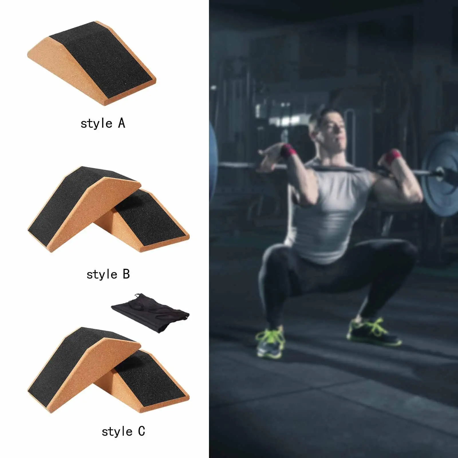 Cork Squat Wedge Block Lightweight Platform for Pilates Fitness Stretching