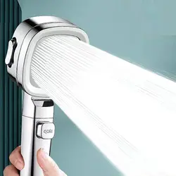 New High Pressure Shower Head with Stop Button 4 Modes Adjustable Water Saving Nozzle Rainfall Showerhead Bathroom Accessories