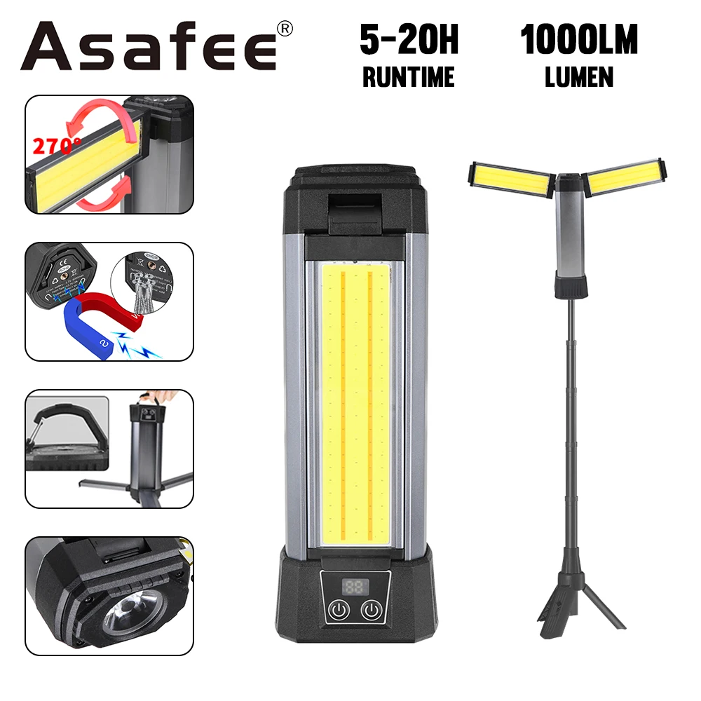 

Asafee SQ-G12 P50 COB LED 1000LM 200M Range Work Light IPX4 Waterproof Rechargeable Support Output Magnetic Suction Outdoor