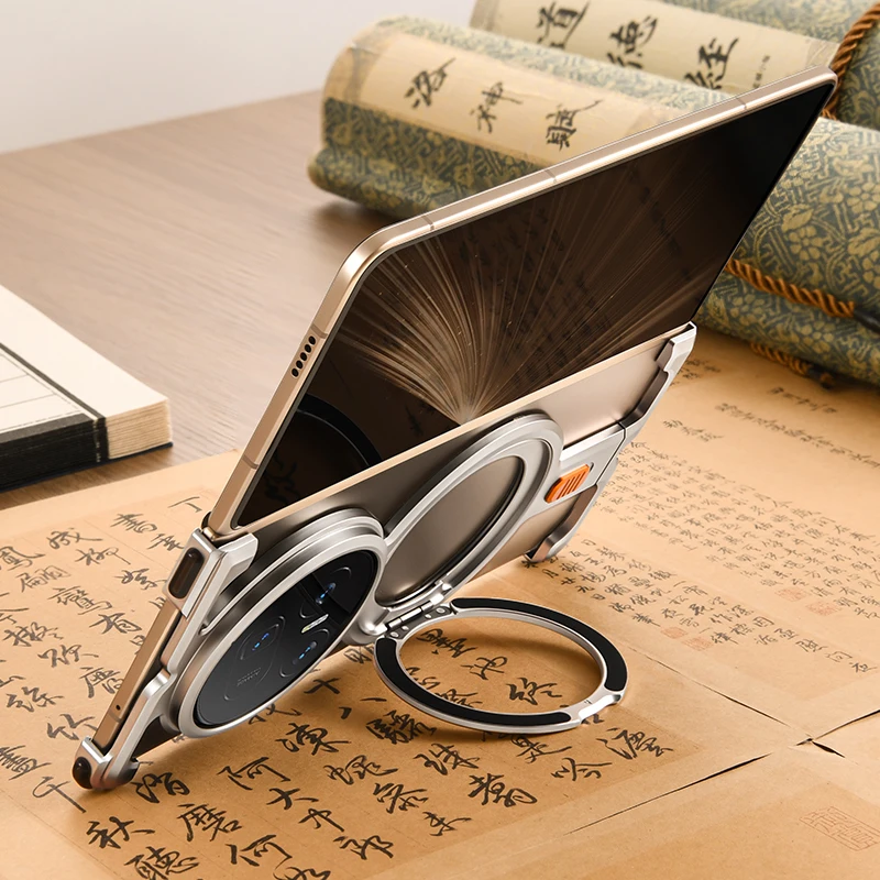 Eary Metal Bumper Case for Huawei Honor Magic V5 Aluminum Alloy Frame Compatible Magsafe 360°Rotate Stand Slim Shockproof Shells