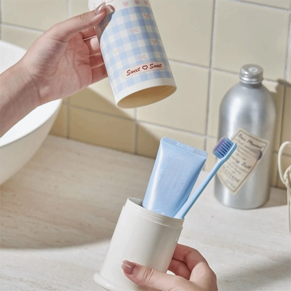 Portable Travel Toothbrush Box And Bathroom Rinse Cup With Lid_voghion.com