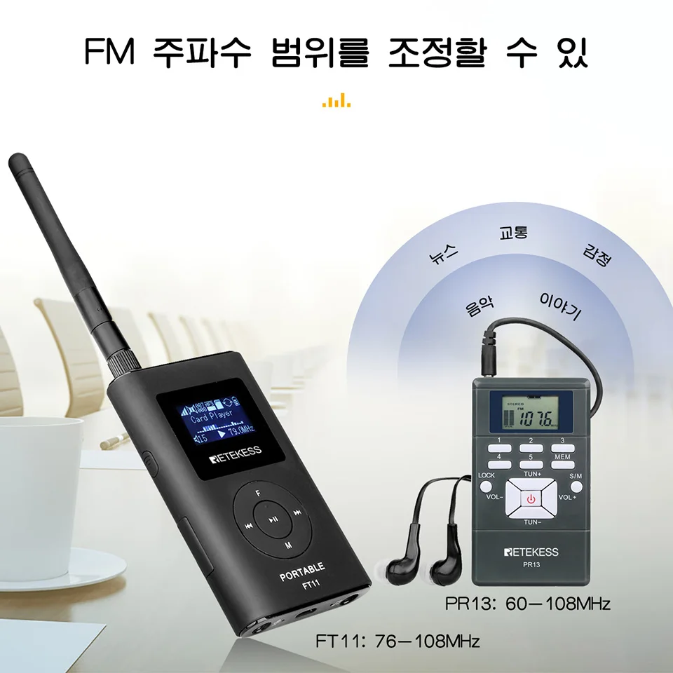 Retekess 무선 투어 가이드 오디오 시스템, FT11 FM 송신기, 100pc PR13 FM 라디오 리시버, 회의 교회 투어 보관 케이스