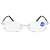 Anti Blue Ray Reading Glasses Dimond Cutting Rimless Eyewear Men Anti Fatigue Hyperopia Presbyopic Glasses +1.5 6