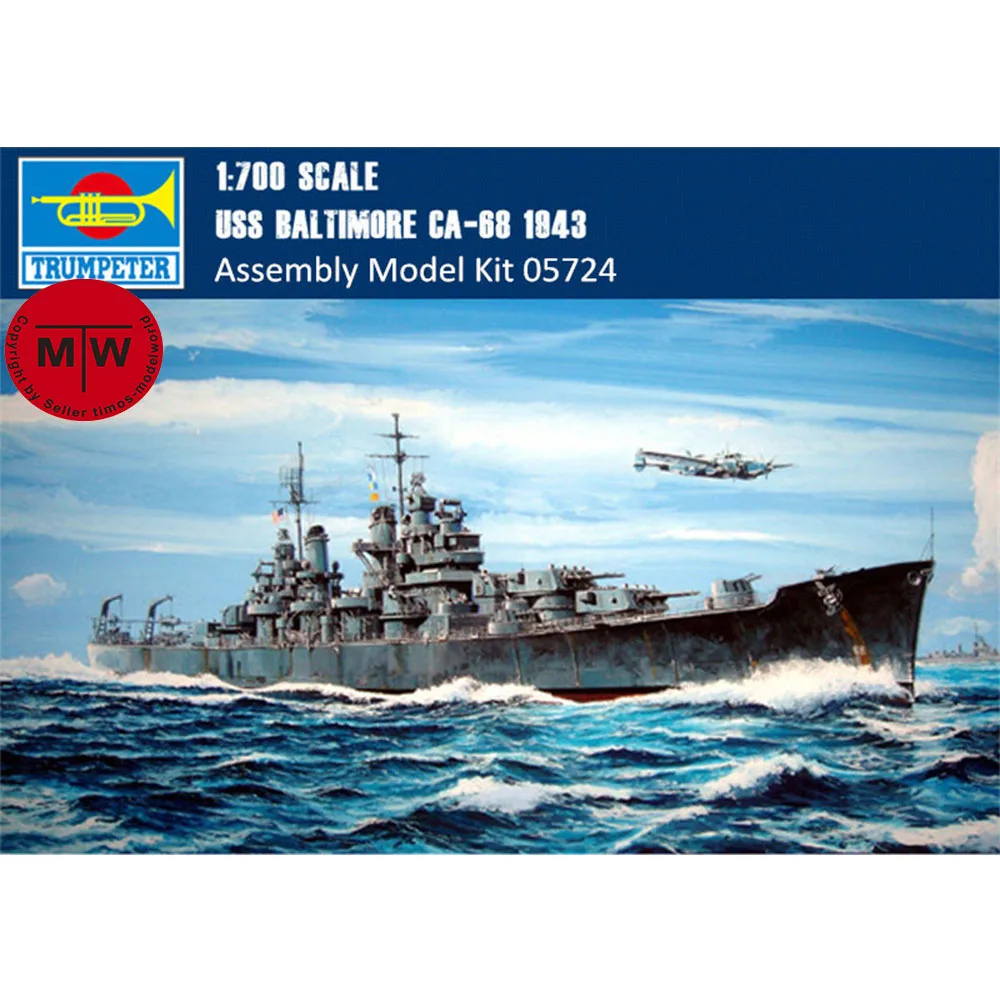 

Trumpeter масштаб 05724, масштаб 1/700, USS, BALTIMORE Cruiser CA-68 1943, статический корабль, военный пластиковый комплект для сборки