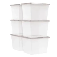 Storage Bins with Lids, Clear, Stackable Totes, Containers 6Pk 1