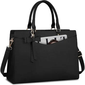 Borsa per Laptop da Donna 15.6 Pollici in Pelle PU, Borsa da Lavoro per Ufficio, Valigetta Grande e Leggera, Borsa a Tracolla