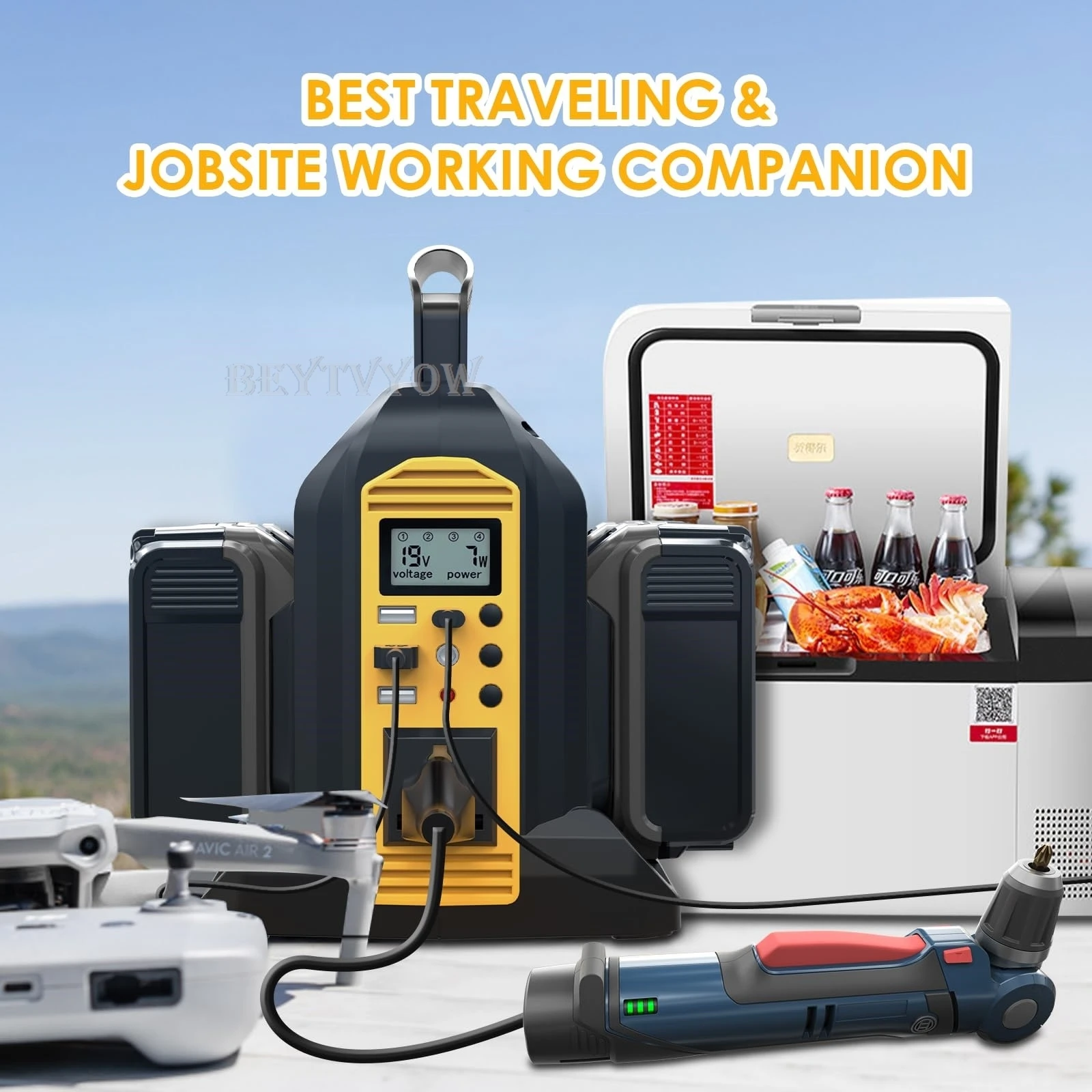 Power Inverter Compatible with Dewalt 20V Battery 2 Ports 350W DC 20V to AC 120V