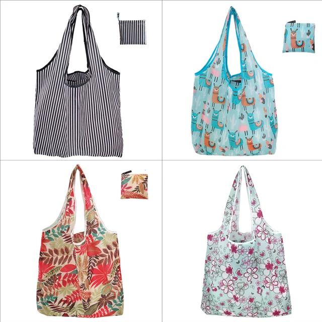 Bolsas de compras reutilizables para mujer, bolso de mano plegable portátil de tela ecológica, bolso de comestibles plegable de gran capacidad