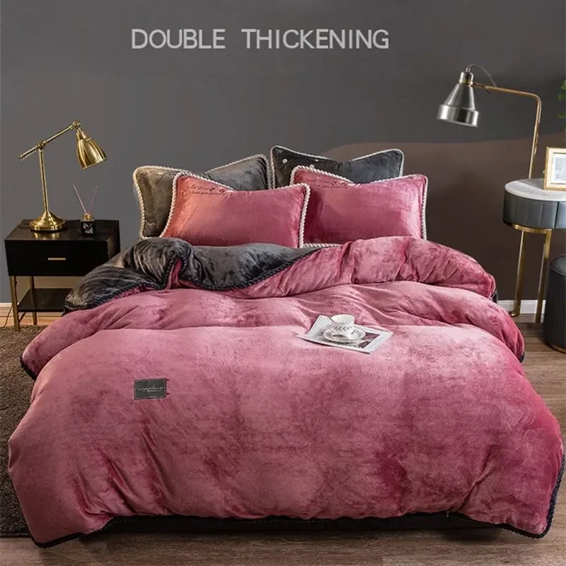 

Luxury Magic Velvet Duvet Cover Winter Warm One Piece Flannel Thicken Bed Quilt Cover Plush Bedding Cover(no pillowcase sheet)