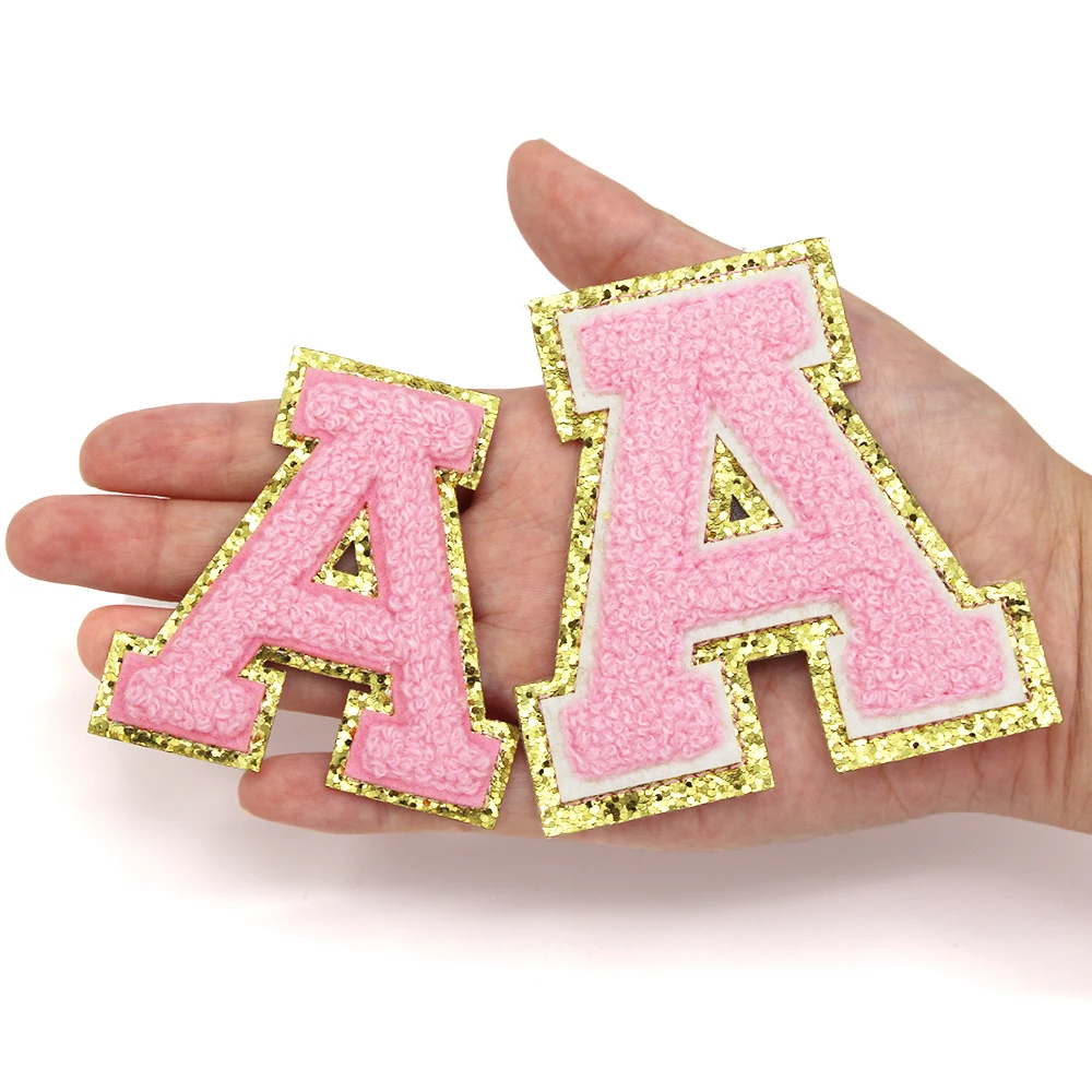 1Pc A-Z Chenille Letter Patches for Clothing Towel Embroidery Patches Iron on Appliques DIY Name Sewing Badges