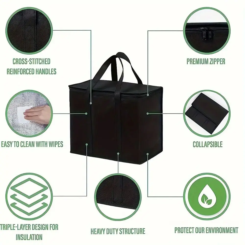 1Pcs Neue Große Kapazität Isolierte Tasche Tragbare Zipper Zinn Folie Lebensmittel Tasche 40L Gekühlt Tasche Picknick Camping – Detail 5