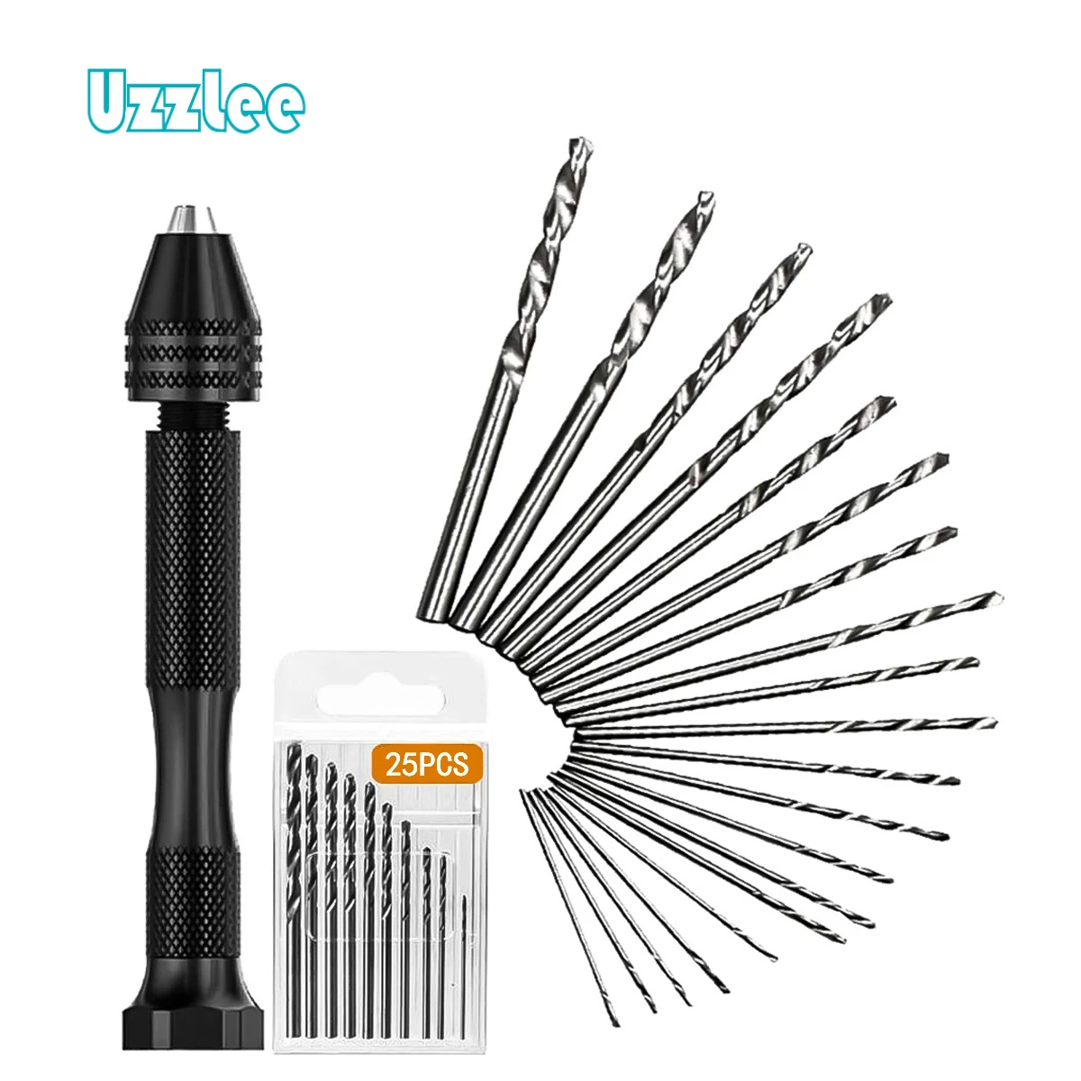 

Hand Drill Bits Set, Pin Vise Woodworking Hand Mini Drill for Model Resin Jewelry Walnut Amber Beeswax Olive Nut 26 Pcs