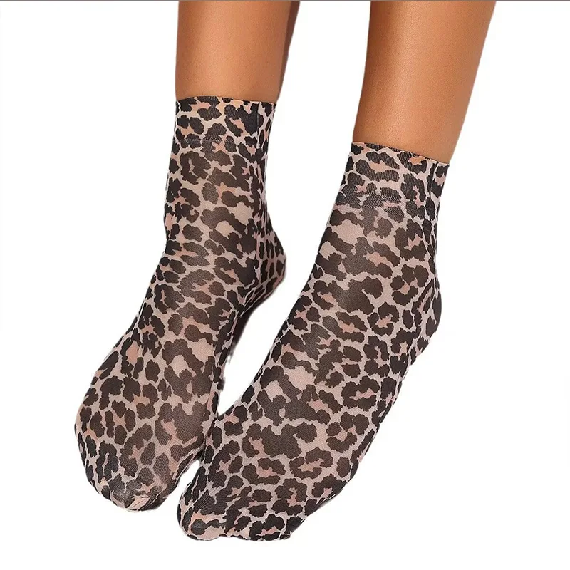 Leopard Print Ultra Thin High Elastic Summer Socks