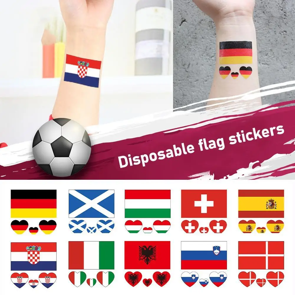 1pc Temporary Tattoos National Flag Face Stickers Waterproof Arm Stickers Germany Football Fan Gift