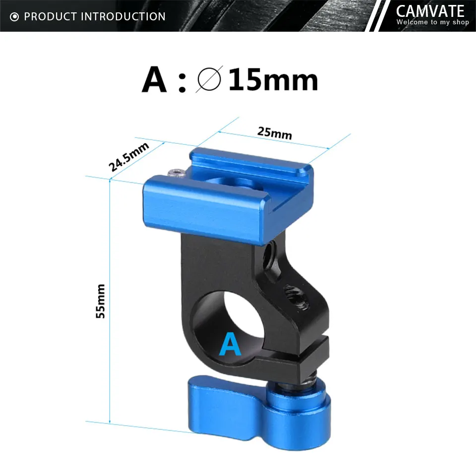 Standard 15mm Side Single Rod Holder With Cold Shoe Mount Adapter For Monior/Cam