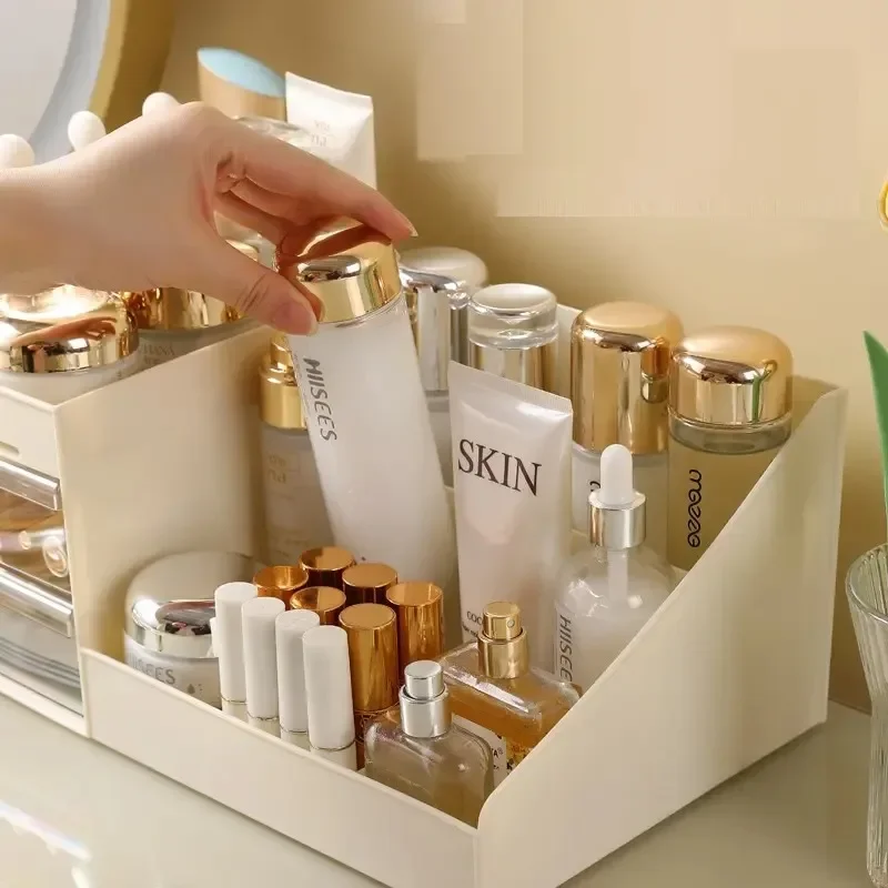 Transparent Drawer Style Makeup Box Dormitory Organizer Plastic Cosmetics Skincare Dressing Table Desktop Storage Box 4